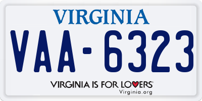 VA license plate VAA6323