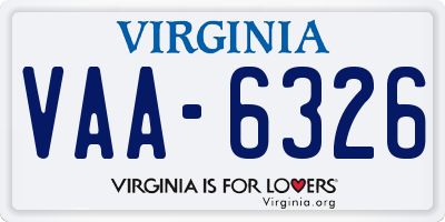 VA license plate VAA6326