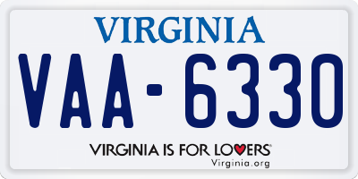 VA license plate VAA6330