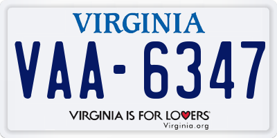 VA license plate VAA6347