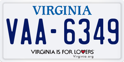 VA license plate VAA6349