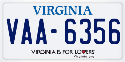 VA license plate VAA6356