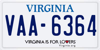 VA license plate VAA6364