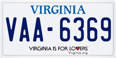VA license plate VAA6369