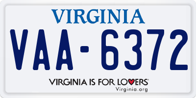 VA license plate VAA6372
