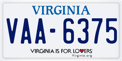 VA license plate VAA6375