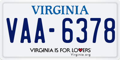 VA license plate VAA6378