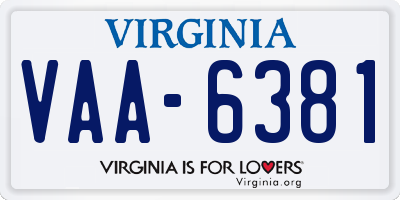 VA license plate VAA6381