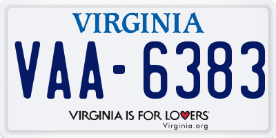 VA license plate VAA6383