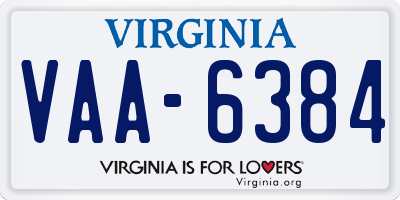 VA license plate VAA6384