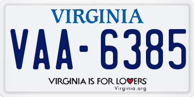VA license plate VAA6385
