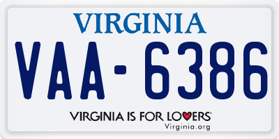 VA license plate VAA6386