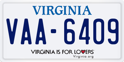 VA license plate VAA6409