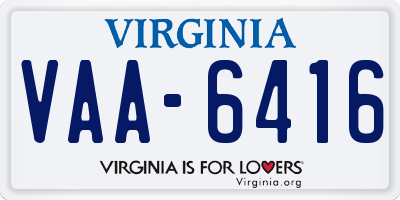 VA license plate VAA6416