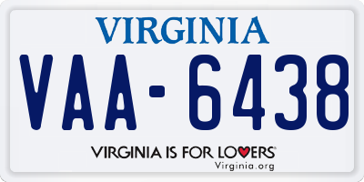 VA license plate VAA6438