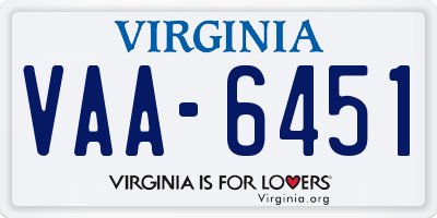 VA license plate VAA6451