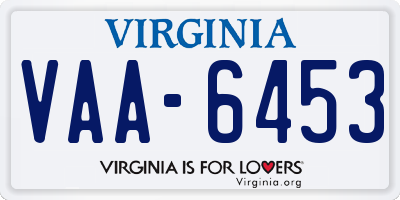 VA license plate VAA6453