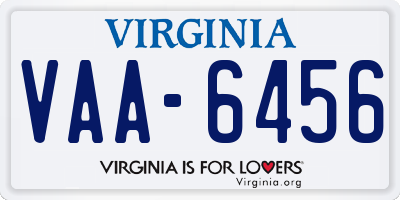 VA license plate VAA6456