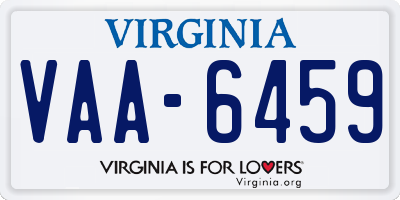 VA license plate VAA6459