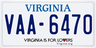 VA license plate VAA6470