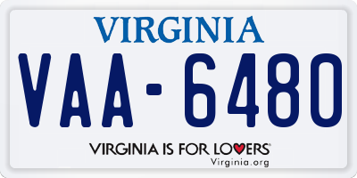 VA license plate VAA6480