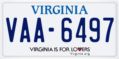 VA license plate VAA6497