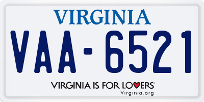 VA license plate VAA6521