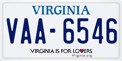 VA license plate VAA6546