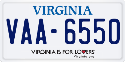 VA license plate VAA6550