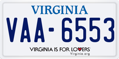 VA license plate VAA6553