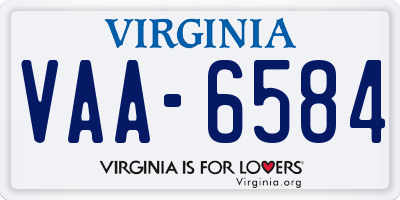 VA license plate VAA6584