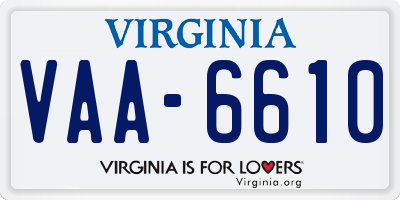 VA license plate VAA6610