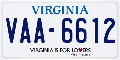 VA license plate VAA6612