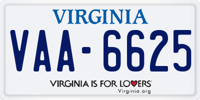 VA license plate VAA6625