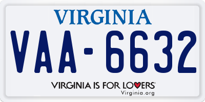 VA license plate VAA6632