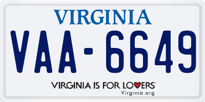 VA license plate VAA6649