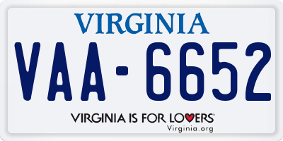 VA license plate VAA6652