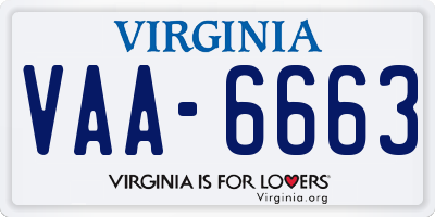 VA license plate VAA6663