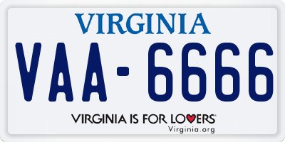 VA license plate VAA6666