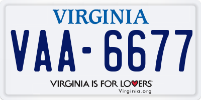 VA license plate VAA6677