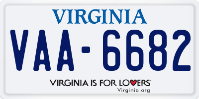 VA license plate VAA6682