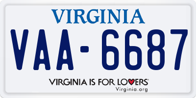 VA license plate VAA6687
