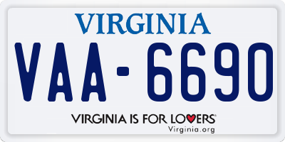 VA license plate VAA6690