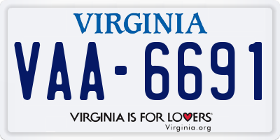 VA license plate VAA6691
