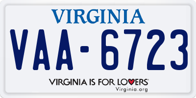 VA license plate VAA6723