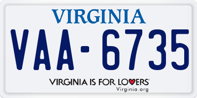 VA license plate VAA6735