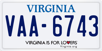 VA license plate VAA6743