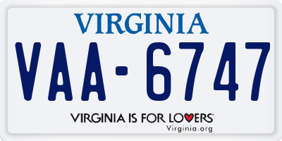 VA license plate VAA6747