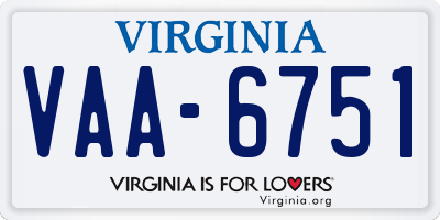 VA license plate VAA6751