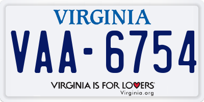 VA license plate VAA6754